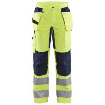 Pantalon haute visibilité +stretch femme Jaune fluo/Marine