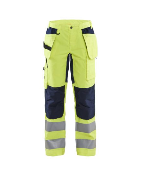 Pantalon haute visibilité +stretch femme Jaune fluo/Marine