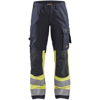 Pantalon multinormes inhérent +stretch femme Marine/Jaune fluo