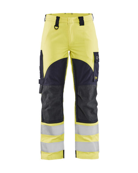 Pantalon multinormes inhérent femme Jaune fluo/Marine