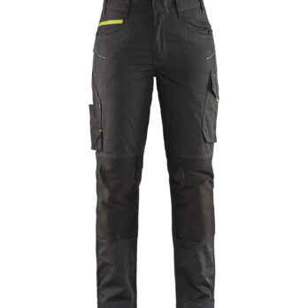 Pantalon maintenance +stretch femme Noir/Jaune fluo