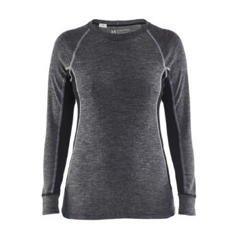 WARM 100% MERINO Crew neck Women Grey/Black