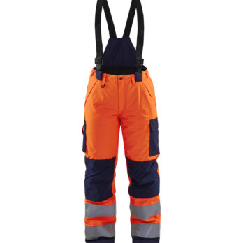 Pantalon hiver à bretelles HV Femme Orange fluo/Marine