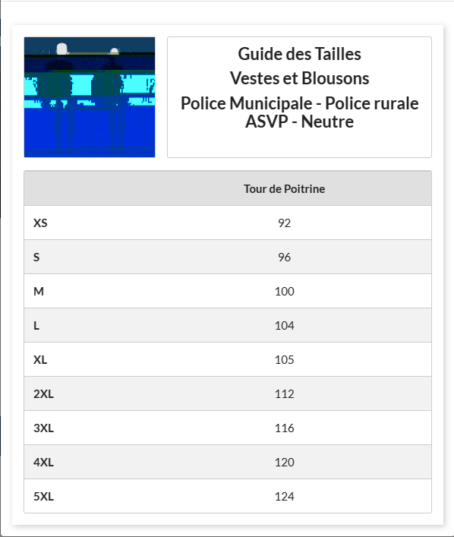 guide des tailles 1 6