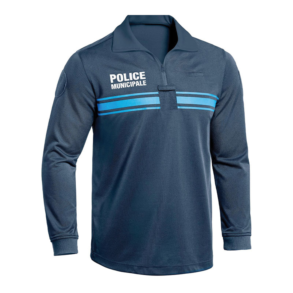 POLO MANCHES LONGUES POLICE MUNICIPALE P.M. ONE BLEU - XS