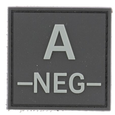 ecusson pvc groupe sanguin a neg gris sur noir