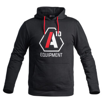 HOODIE SIGNATURE NOIR LOGO BLANC/ROUGE - XS