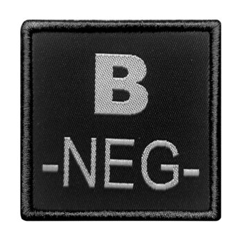 Patch groupe sanguin B- brodé noir