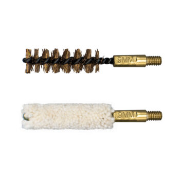 Lot de 2 brosses de nettoyage combinées pour arme calibre .38"/9 mm