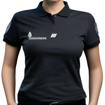 Polo Gendarmerie noir pour femme manches courtes