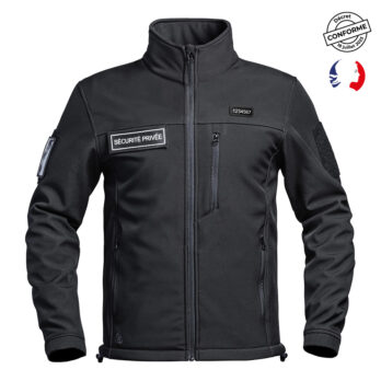 VESTE SOFTSHELL SÉCU-ONE FLAP SÉCURITÉ PRIVÉE NOIR - 4XL