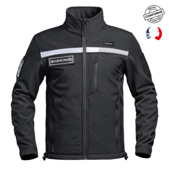 VESTE SOFTSHELL SÉCU-ONE HV-TAPE SÉCURITÉ PRIVÉE NOIR - 2XL