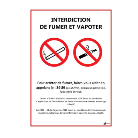 Interdiction de fumer et vapoter - 2023