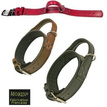 Collier chien d’intervention en cuir à poignée