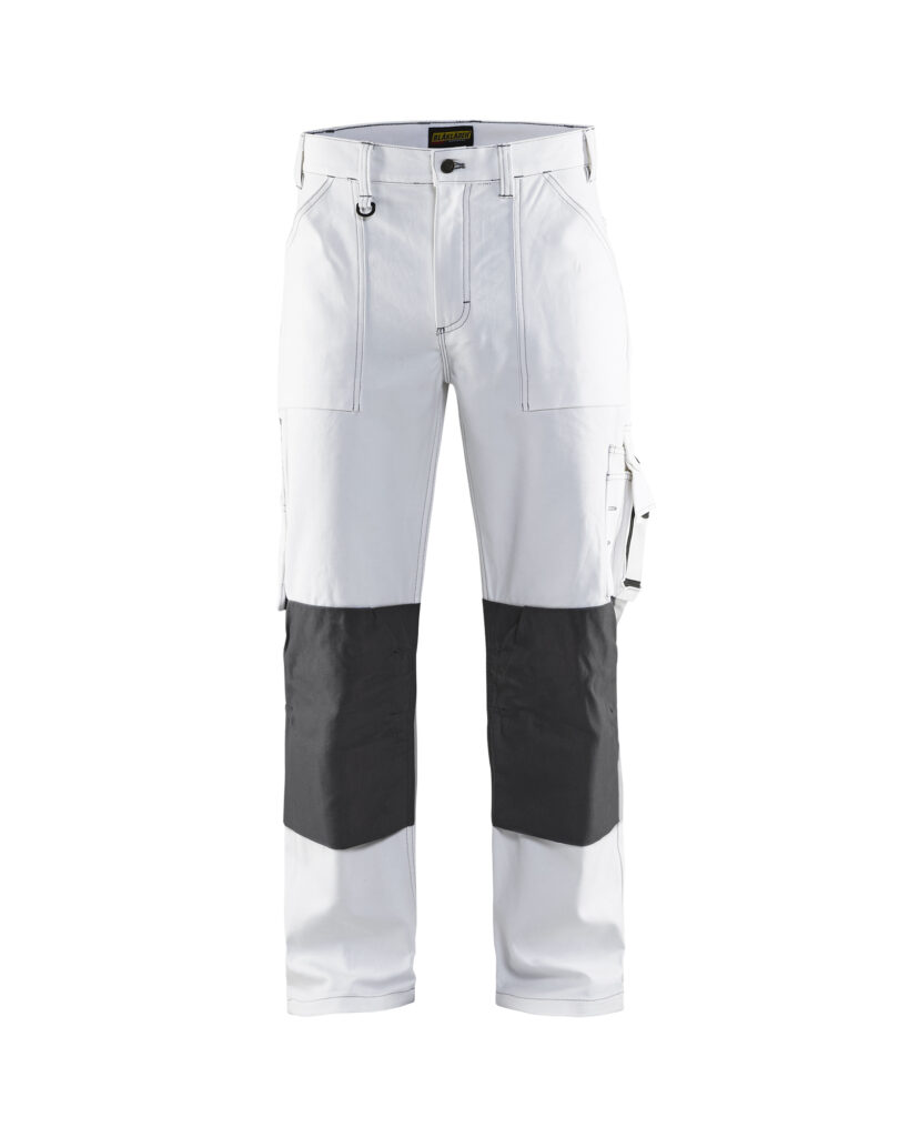 Pantalon peintre Blanc/Gris foncé