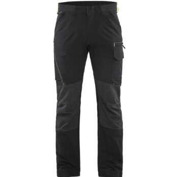 Pantalon maintenance stretch 4D Noir/Jaune fluo