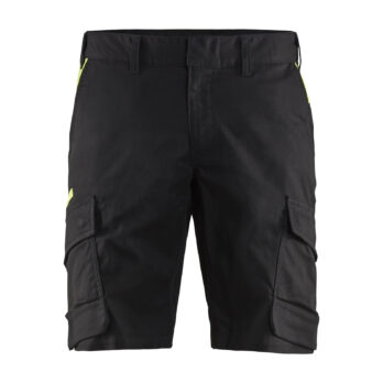 Short Industrie stretch 2D Noir/Jaune fluo