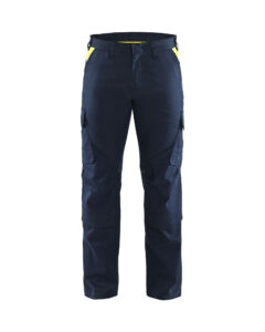 Industry Trouser with kneepocket  DK Navy/ Hv Yellow