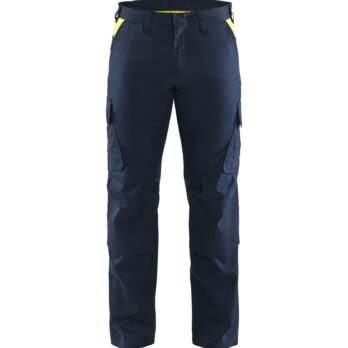 Industry Trouser with kneepocket  DK Navy/ Hv Yellow