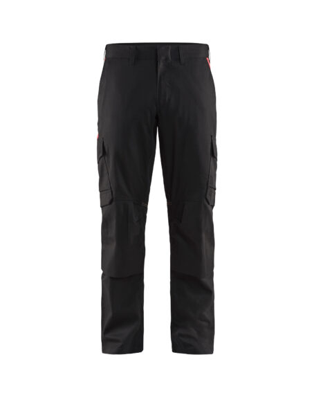 Pantalon industrie avec poches genouillères stretch 2D Noir/Rouge