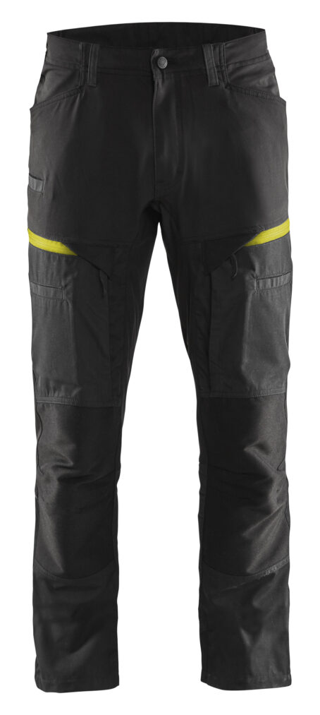 Pantalon maintenance +stretch Noir/Jaune fluo