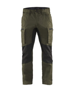 Pantalon maintenance +stretch Vert Kaki/Noir