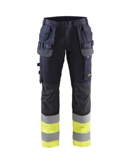 Pantalon multinormes inhérent +stretch Marine/Jaune fluo