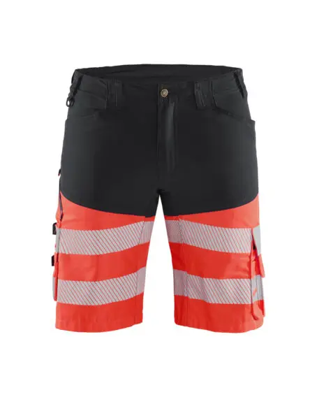 Short haute-visibilité +stretch Noir/Rouge fluo