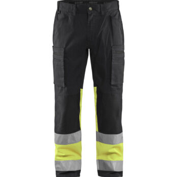 Pantalon artisan haute-visibilité +stretch Noir/Jaune fluo