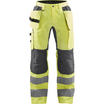 Pantalon artisan haute-visibilité +stretch Jaune fluo/Gris moyen