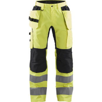 Pantalon artisan haute-visibilité +stretch Jaune fluo/Noir