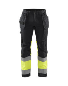 Pantalon artisan haute-visibilité +stretch Noir/Jaune fluo