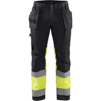 Pantalon artisan haute-visibilité +stretch Noir/Jaune fluo