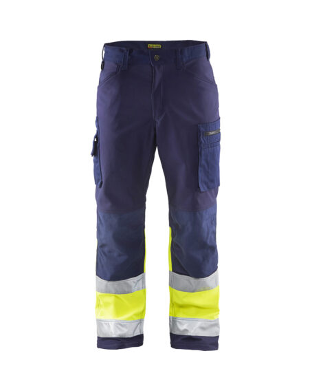 Pantalon softshell haute-visibilité Marine/Jaune fluo