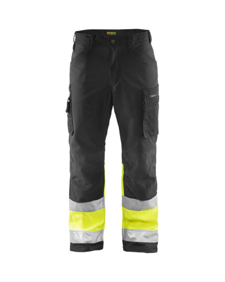 Pantalon softshell haute-visibilité Noir/Jaune fluo