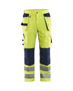 Pantalon artisan aéré haute visibilité +stretch Jaune fluo/Marine