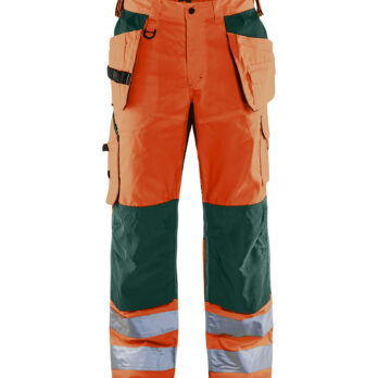 Pantalon artisan aéré haute visibilité +stretch Orange fluo/Vert