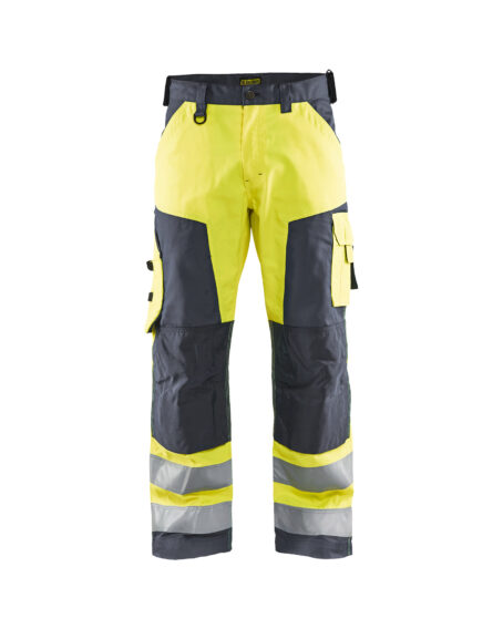 Pantalon artisan haute visibilité Jaune fluo/Gris moyen