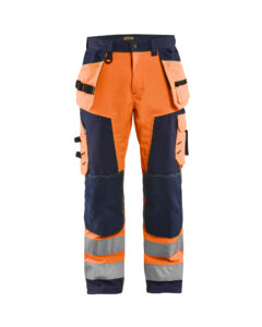 Pantalon Artisan Softshell haute visibilité Orange fluo/Marine