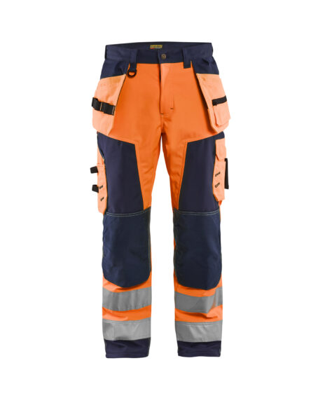 Pantalon Artisan Softshell haute visibilité Orange fluo/Marine