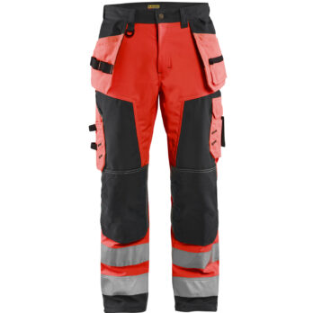 Pantalon Artisan Softshell haute visibilité Rouge fluo/Noir