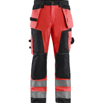 Pantalon Artisan haute visibilité Rouge fluo/Noir