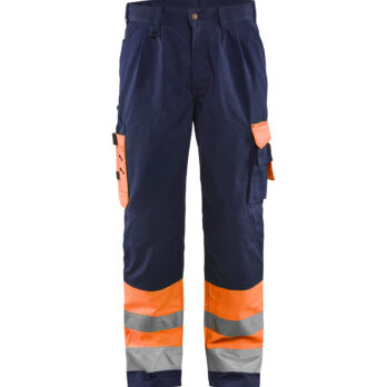 Pantalon artisan haute visibilité Orange fluo/Marine