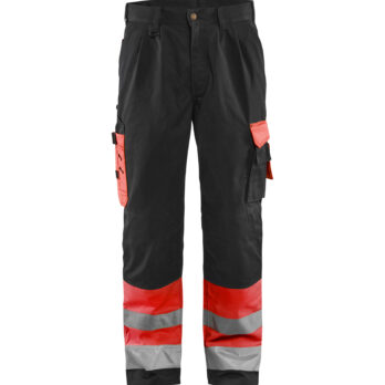 Pantalon artisan haute visibilité Rouge fluo/Noir