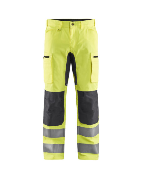 Pantalon artisan haute-visibilité +stretch Jaune fluo/Gris moyen