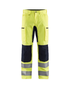 Pantalon artisan haute-visibilité +stretch Jaune fluo/Noir