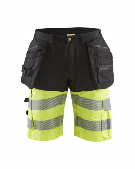 Short haute visibilité stretch 4D Noir/Jaune fluo