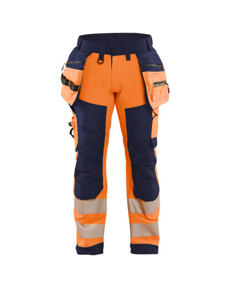 Hi-vis softshell trousers class2 Orange/Marine