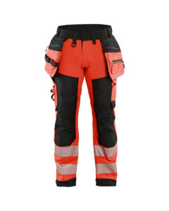 Hi-vis softshell trousers class2 Rouge/Noir