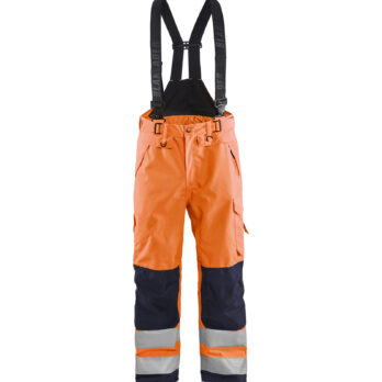Pantalon à bretelles hardshell haute-visibilité Orange fluo/Marine